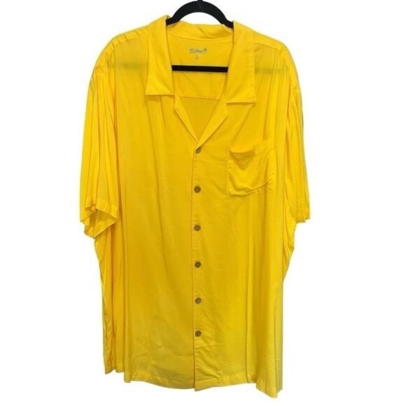 KS Island Yellow Short-Sleeve Button-Up Shirt Mens Size XXXL - Picture 1 of 10